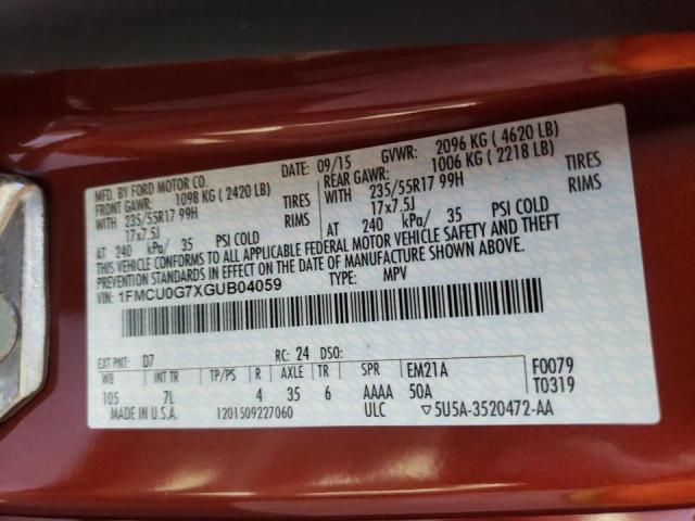 Photo 10 from auction – 2016 FORD ESCAPE SE with VIN 1FMCU0G7XGUB04059