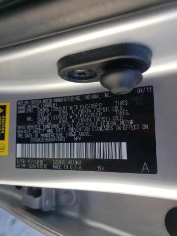 Photo 10 from auction – 2011 TOYOTA HIGHLANDER with VIN 5TDZK3EH5BS043962