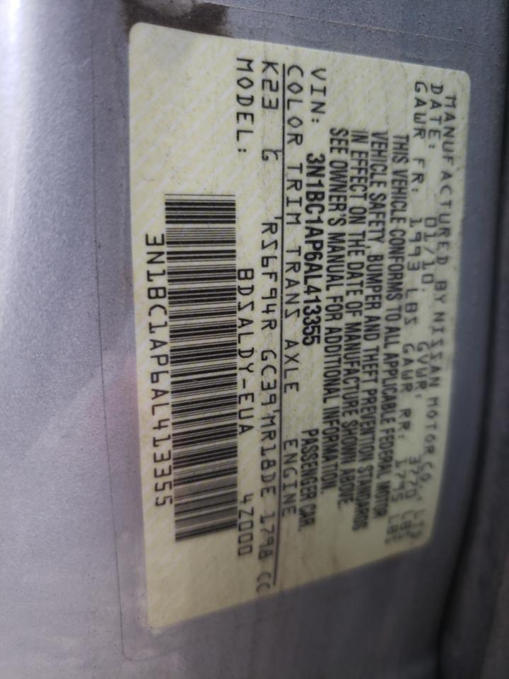 Photo 10 from auction – 2010 NISSAN VERSA S with VIN 3N1BC1AP6AL413355
