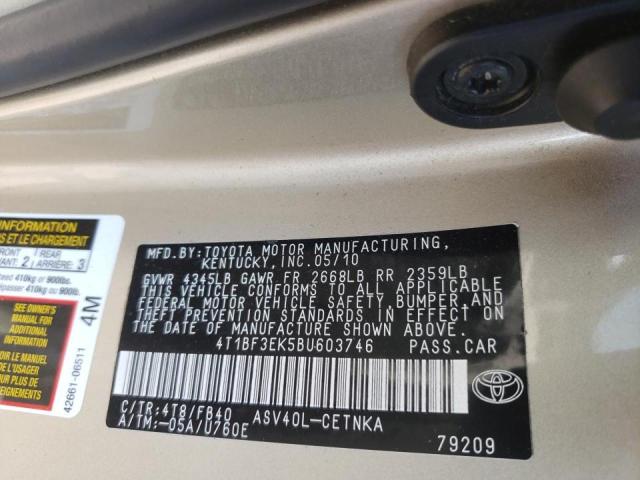 صورة رقم 10 من المزاد - 2011 TOYOTA CAMRY BASE مع VIN 4T1BF3EK5BU603746