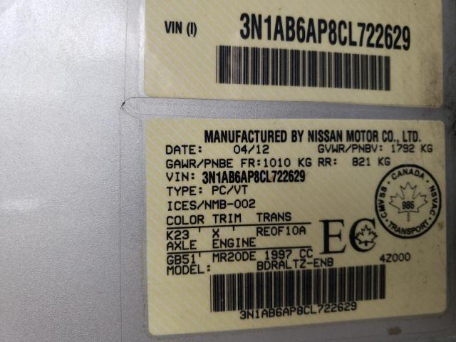 Photo 10 from auction – 2012 NISSAN SENTRA 2.0 with VIN 3N1AB6AP8CL722629