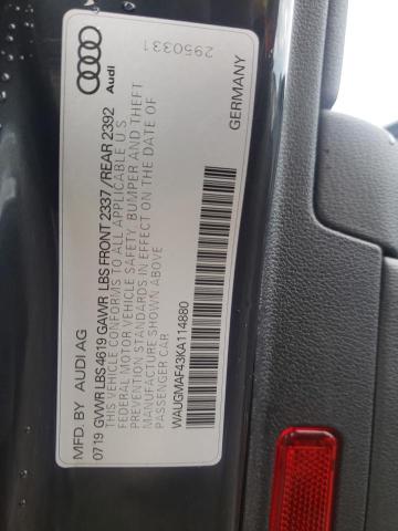 Photo 10 from auction – 2019 AUDI A4 PREMIUM with VIN WAUGMAF43KA114880