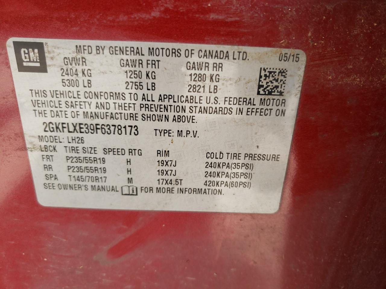 Photo 10 from auction – 2015 GMC TERRAIN SL with VIN 2GKFLXE39F6378173
