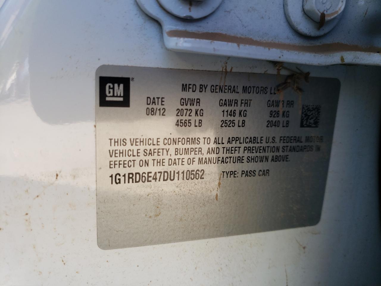 Photo 10 from auction – 2013 CHEVROLET VOLT with VIN 1G1RD6E47DU110562