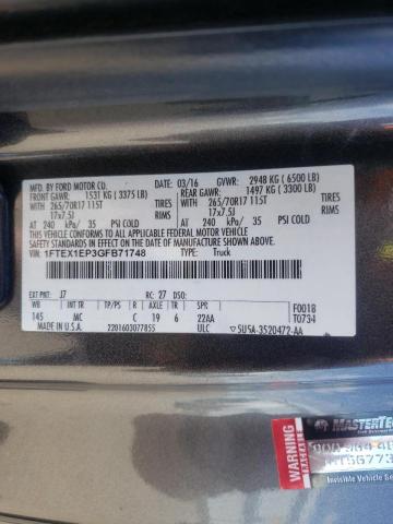 Photo 10 from auction – 2016 FORD F150 SUPER with VIN 1FTEX1EP3GFB71748