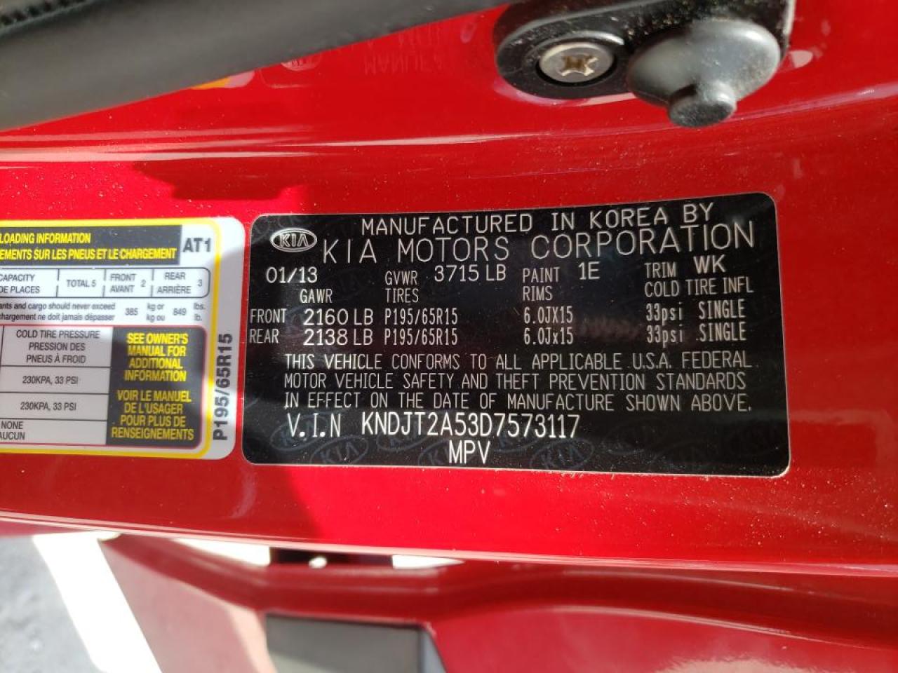 Photo 10 from auction – 2013 KIA SOUL with VIN KNDJT2A53D7573117
