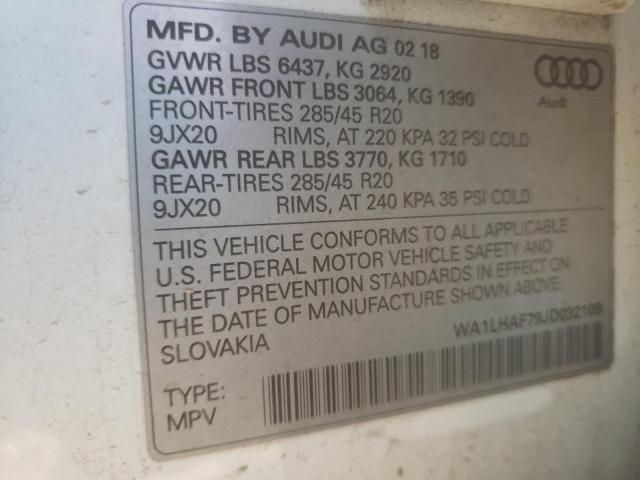 Photo 10 from auction – 2018 AUDI Q7 PREMIUM with VIN WA1LHAF79JD032109