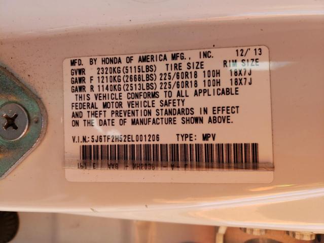 Photo 10 from auction – 2014 HONDA CROSSTOUR with VIN 5J6TF2H52EL001206