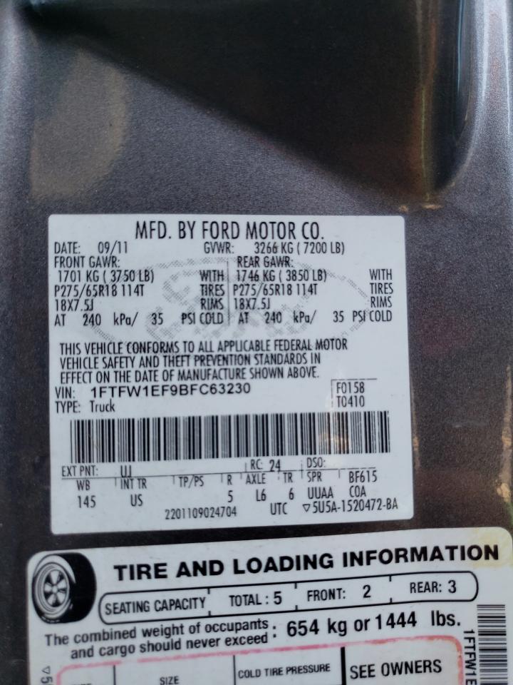 Photo 10 from auction – 2011 FORD F150 SUPER with VIN 1FTFW1EF9BFC63230