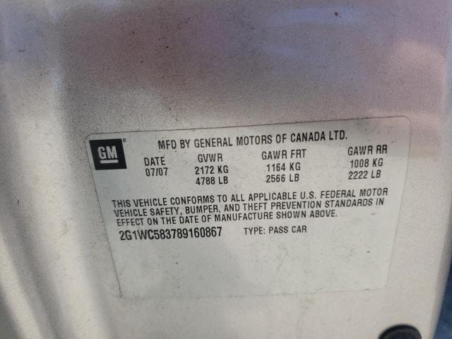 Photo 10 from auction – 2008 CHEVROLET IMPALA LT with VIN 2G1WC583789160867
