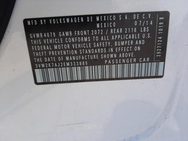 Photo 10 from auction – 2014 VOLKSWAGEN JETTA BASE with VIN 3VW2K7AJ2EM333885