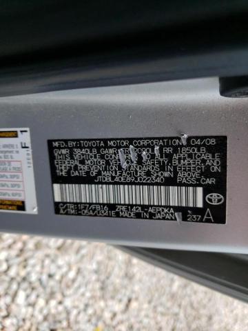 Photo 10 from auction – 2009 TOYOTA COROLLA BA with VIN JTDBL40E89J022340