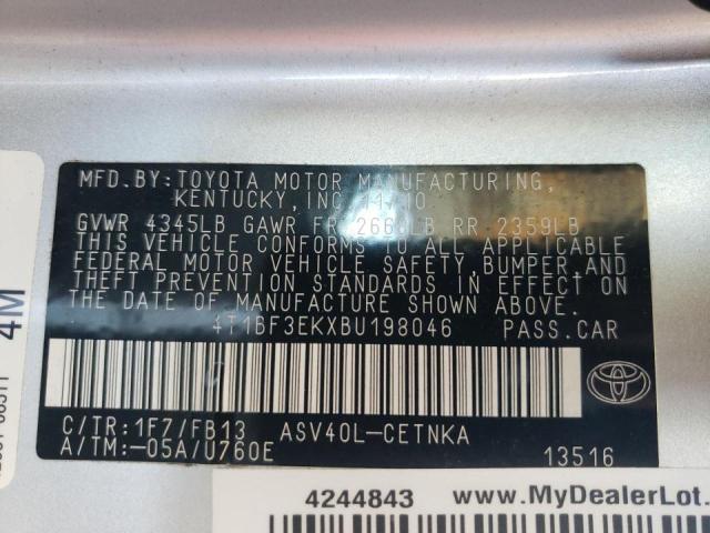 Photo 10 from auction – 2011 TOYOTA CAMRY BASE with VIN 4T1BF3EKXBU198046
