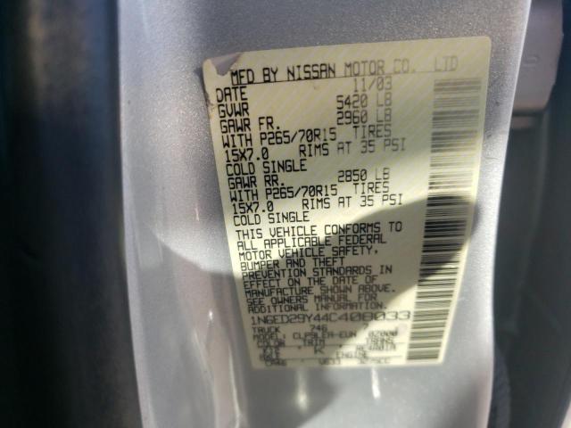 Photo 10 from auction – 2004 NISSAN FRONTIER C with VIN 1N6ED29Y44C408033