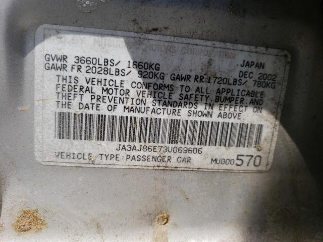 Photo 10 from auction – 2003 MITSUBISHI LANCER OZ with VIN JA3AJ86E73U069606