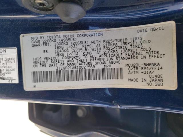 Photo 10 from auction – 2001 TOYOTA HIGHLANDER with VIN JTEGF21A610027569