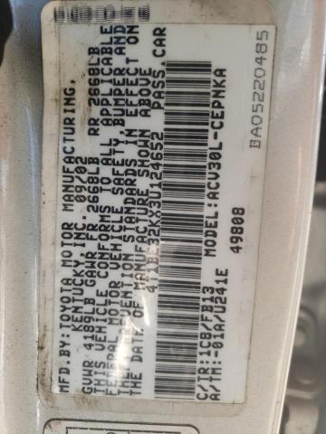 Photo 10 from auction – 2003 TOYOTA CAMRY LE with VIN 4T1BE32KX3U124652