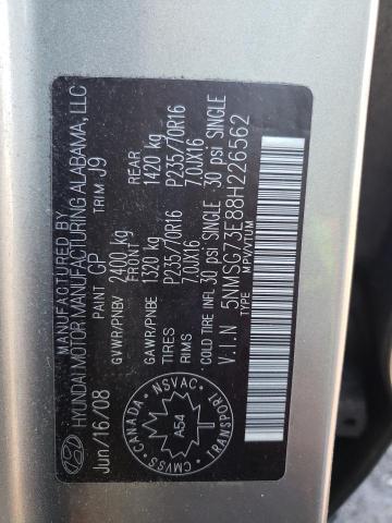 Photo 10 from auction – 2008 HYUNDAI SANTA FE G with VIN 5NMSG73E88H226562
