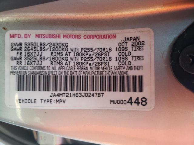 Photo 10 from auction – 2003 MITSUBISHI MONTERO SP with VIN JA4MT21H63J024787
