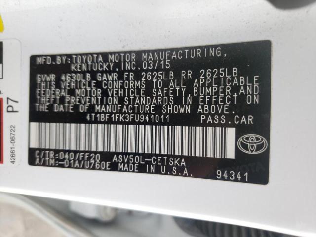 Photo 10 from auction – 2015 TOYOTA CAMRY LE with VIN 4T1BF1FK3FU941011