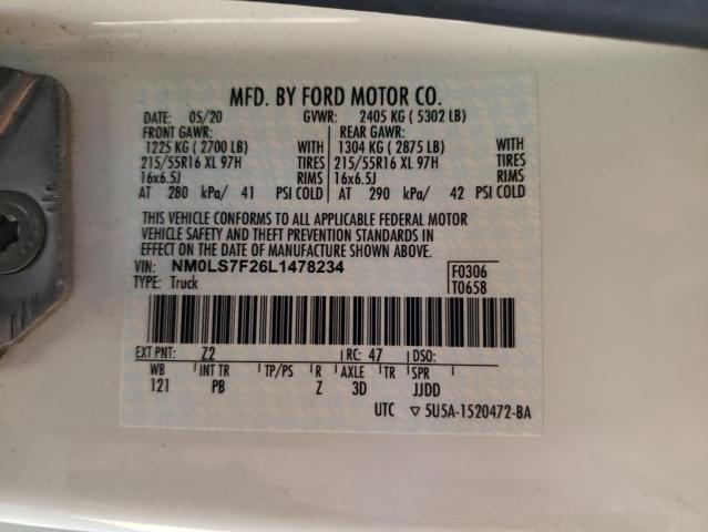 Photo 10 from auction – 2020 FORD TRANSIT CO with VIN NM0LS7F26L1478234