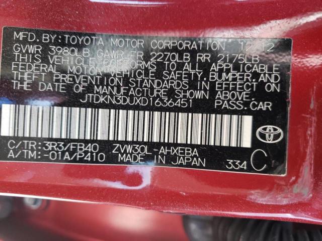 Photo 10 from auction – 2013 TOYOTA PRIUS with VIN JTDKN3DUXD1636451