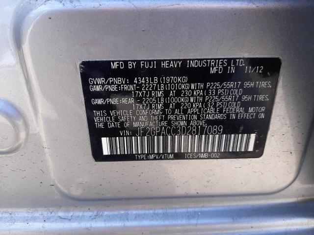 Photo 10 from auction – 2013 SUBARU XV CROSSTR with VIN JF2GPACC3D2817089