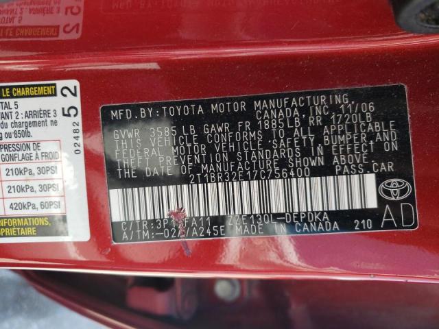 Photo 10 from auction – 2007 TOYOTA COROLLA CE with VIN 2T1BR32E17C756400