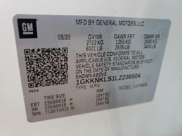 Photo 10 from auction – 2020 GMC ACADIA SLE with VIN 1GKKNKLS1LZ236504