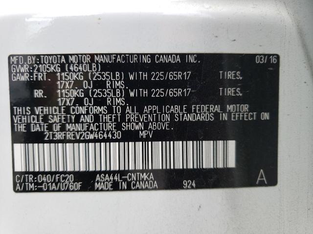 Photo 10 from auction – 2016 TOYOTA RAV4 XLE with VIN 2T3RFREV2GW464430