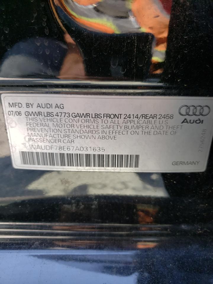 Photo 10 from auction – 2007 AUDI A4 2.0T QU with VIN WAUDF78E67A031635