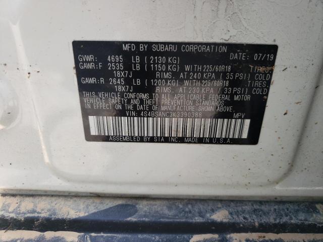 Photo 10 from auction – 2019 SUBARU OUTBACK 2. with VIN 4S4BSANC3K3390388