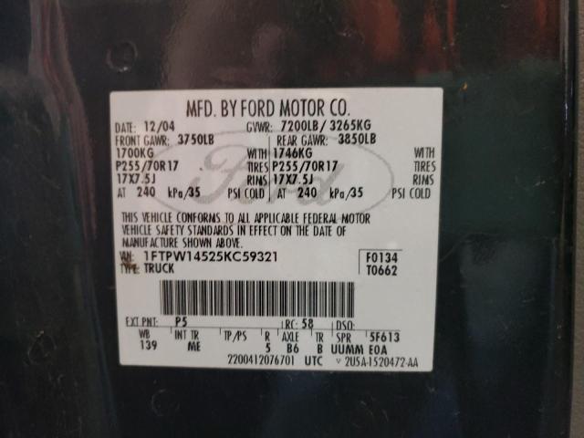 Photo 10 from auction – 2005 FORD F150 SUPER with VIN 1FTPW14525KC59321