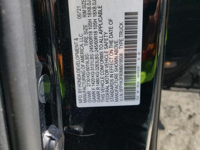 Photo 10 from auction – 2021 HONDA RIDGELINE with VIN 5FPYK3F80MB018508