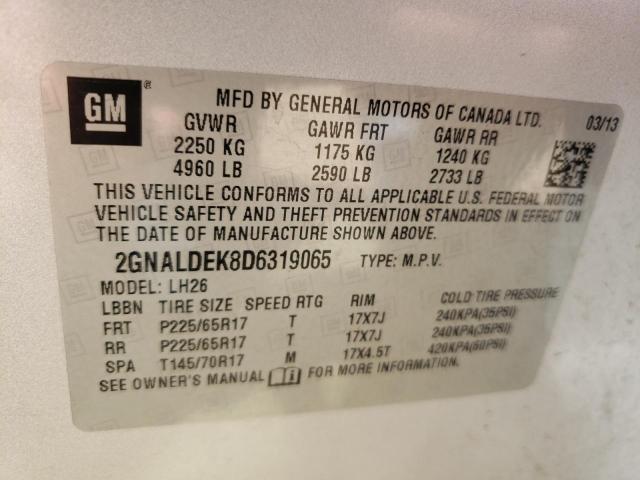 Photo 10 from auction – 2013 CHEVROLET EQUINOX LT with VIN 2GNALDEK8D6319065