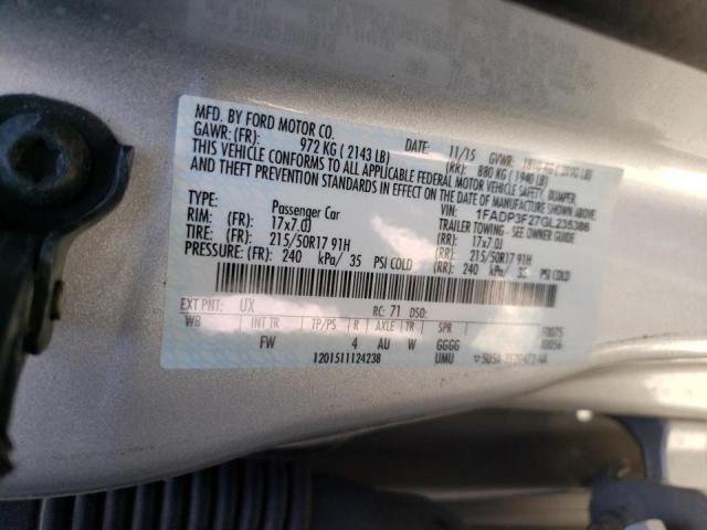 Photo 10 from auction – 2016 FORD FOCUS SE with VIN 1FADP3F27GL235386