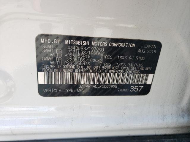Photo 10 from auction – 2019 MITSUBISHI OUTLANDER with VIN JA4AP4AU5KU000929