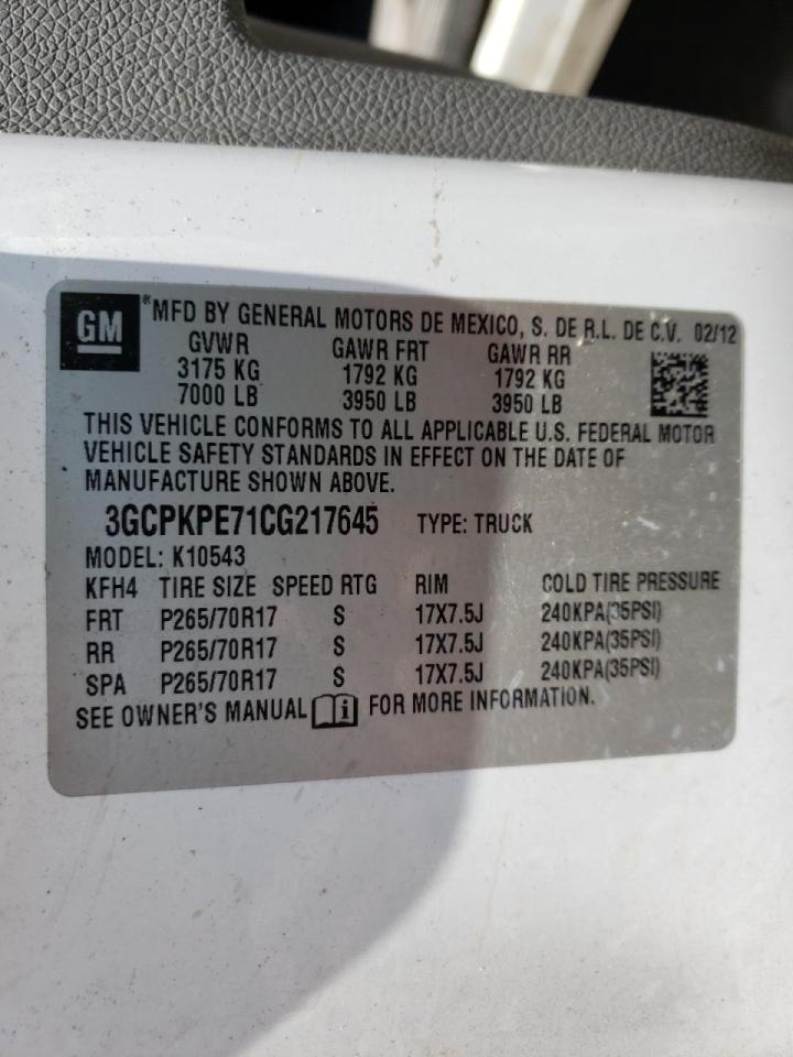 Photo 10 from auction – 2012 CHEVROLET SILVERADO with VIN 3GCPKPE71CG217645