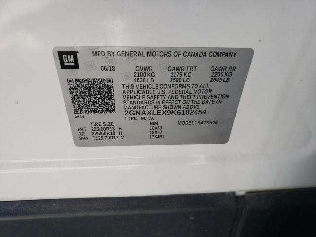 Photo 10 from auction – 2019 CHEVROLET EQUINOX LT with VIN 2GNAXLEX9K6102454