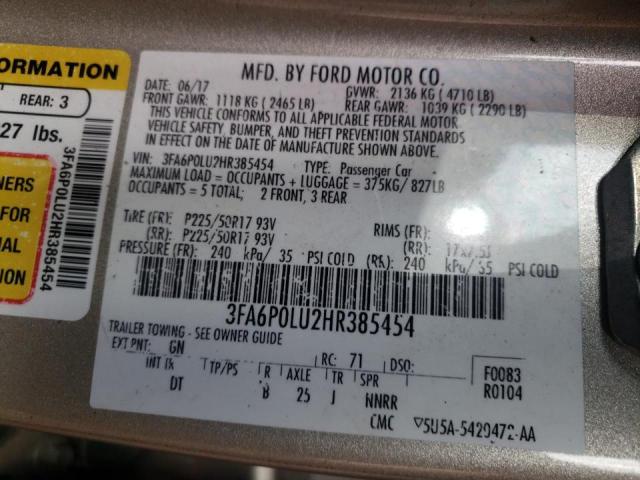Photo 10 from auction – 2017 FORD FUSION SE with VIN 3FA6P0LU2HR385454