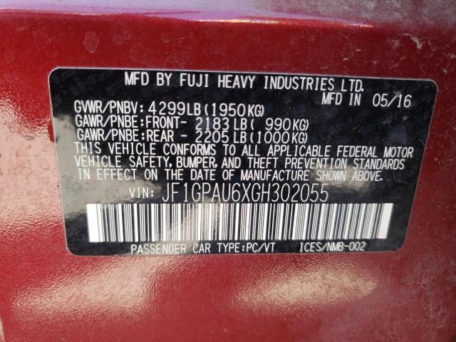 Photo 10 from auction – 2016 SUBARU IMPREZA SP with VIN JF1GPAU6XGH302055