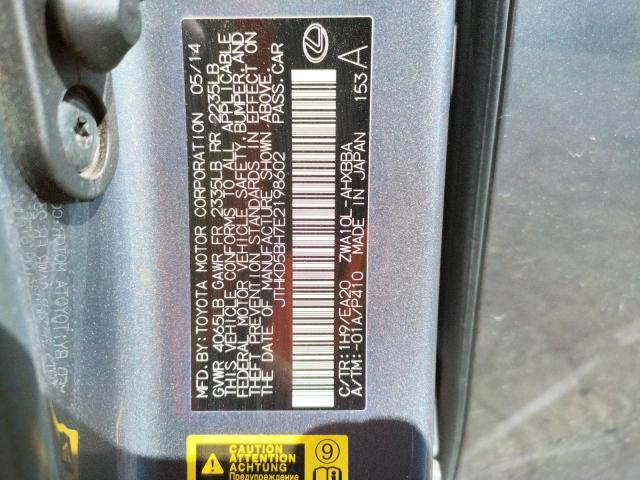 Photo 10 from auction – 2014 LEXUS CT 200 with VIN JTHKD5BH7E2198602