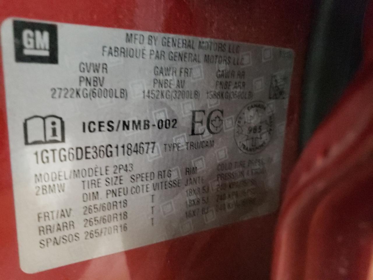 Photo 10 from auction – 2016 GMC CANYON SLT with VIN 1GTG6DE36G1184677