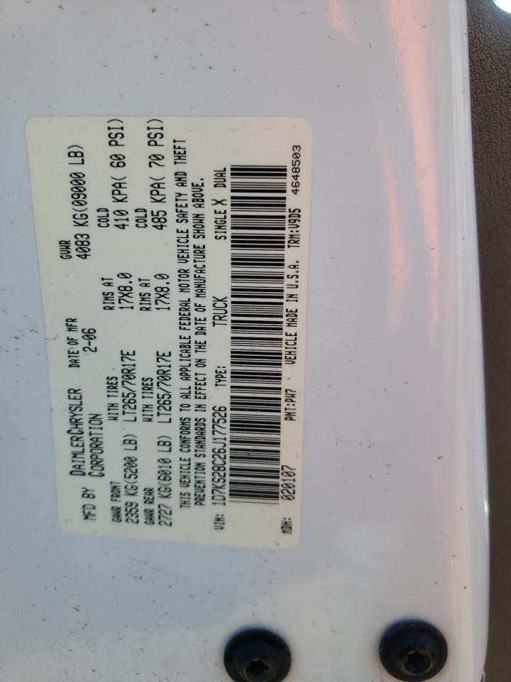 Photo 10 from auction – 2006 DODGE RAM 2500 S with VIN 1D7KS28C26J177526