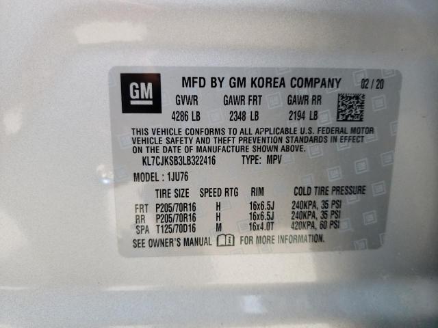 Photo 10 from auction – 2020 CHEVROLET TRAX LS with VIN KL7CJKSB3LB322416
