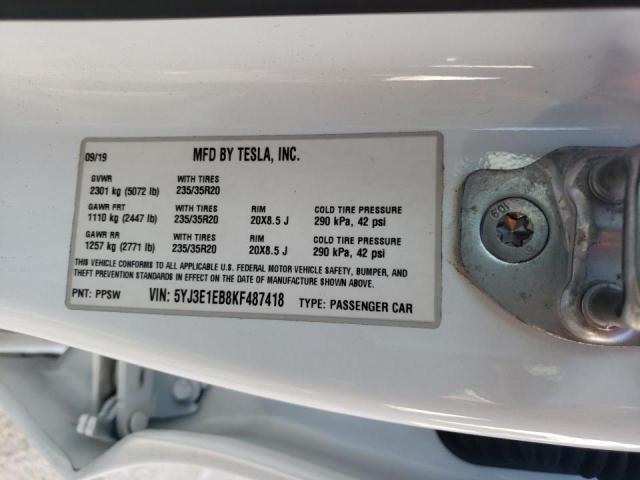 Photo 10 from auction – 2019 TESLA MODEL 3 with VIN 5YJ3E1EB8KF487418