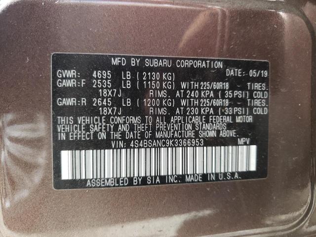 Photo 10 from auction – 2019 SUBARU OUTBACK 2. with VIN 4S4BSANC9K3366953