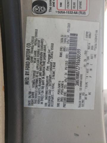Photo 10 from auction – 2009 MERCURY MILAN with VIN 3MEHM07Z79R600599