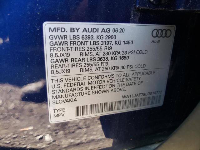 Photo 10 from auction – 2020 AUDI Q7 PREMIUM with VIN WA1LJAF78LD010772