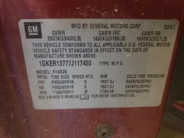 Photo 10 from auction – 2007 GMC ACADIA SLE with VIN 1GKER13777J117450